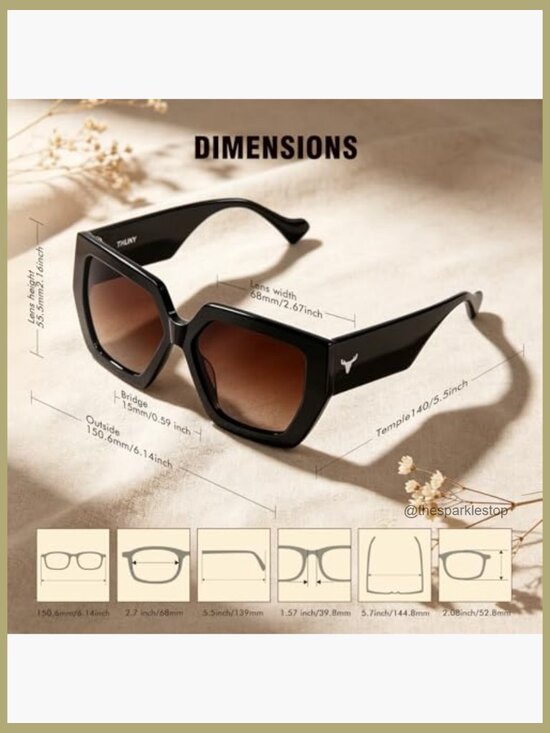 Retro Oversized Polarized Square Sunglasses UV400 Acetate Frame main image 4